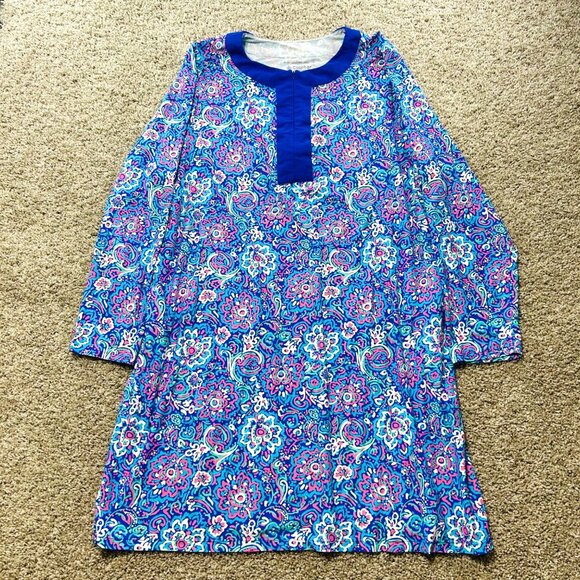 Coolibar Shoreline Swim Cover-Up Dress 3X Blue UPF 50+ Zip Pockets Long Sleeve - Picture 2 of 9